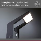Schwarze LED-Außenleuchte mit integriertem Leuchtmittel und Bewegungsmelder für Hausbeleuchtung