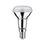 Reflector bulb with E14 base made of clear glass and silver coating for focused lighting