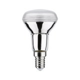 Reflector bulb with E14 base made of clear glass and silver coating for focused lighting