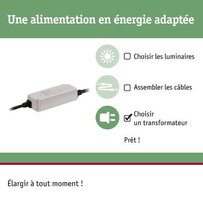 Transformateur blanc avec câbles pour éclairage LED, alimentation énergétique et technologie d'éclairage