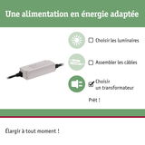 Transformateur blanc avec câbles pour éclairage LED, alimentation énergétique et technologie d'éclairage