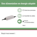 Transformateur blanc avec câbles pour éclairage LED, alimentation énergétique et technologie d'éclairage