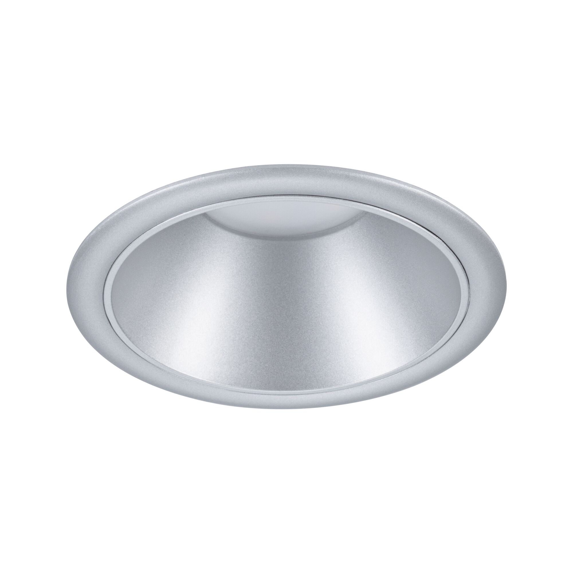 Round recessed spotlight in matte silver aluminum for modern LED lighting solutions