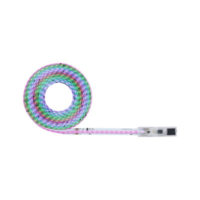 Bande LED colorée enroulée avec connecteur transparent, flexible pour éclairage décoratif