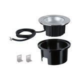 Erdstrahler aus Edelstahl und Kunststoff in Schwarz mit Kabel und Montagehalterungen für Außenbeleuchtung