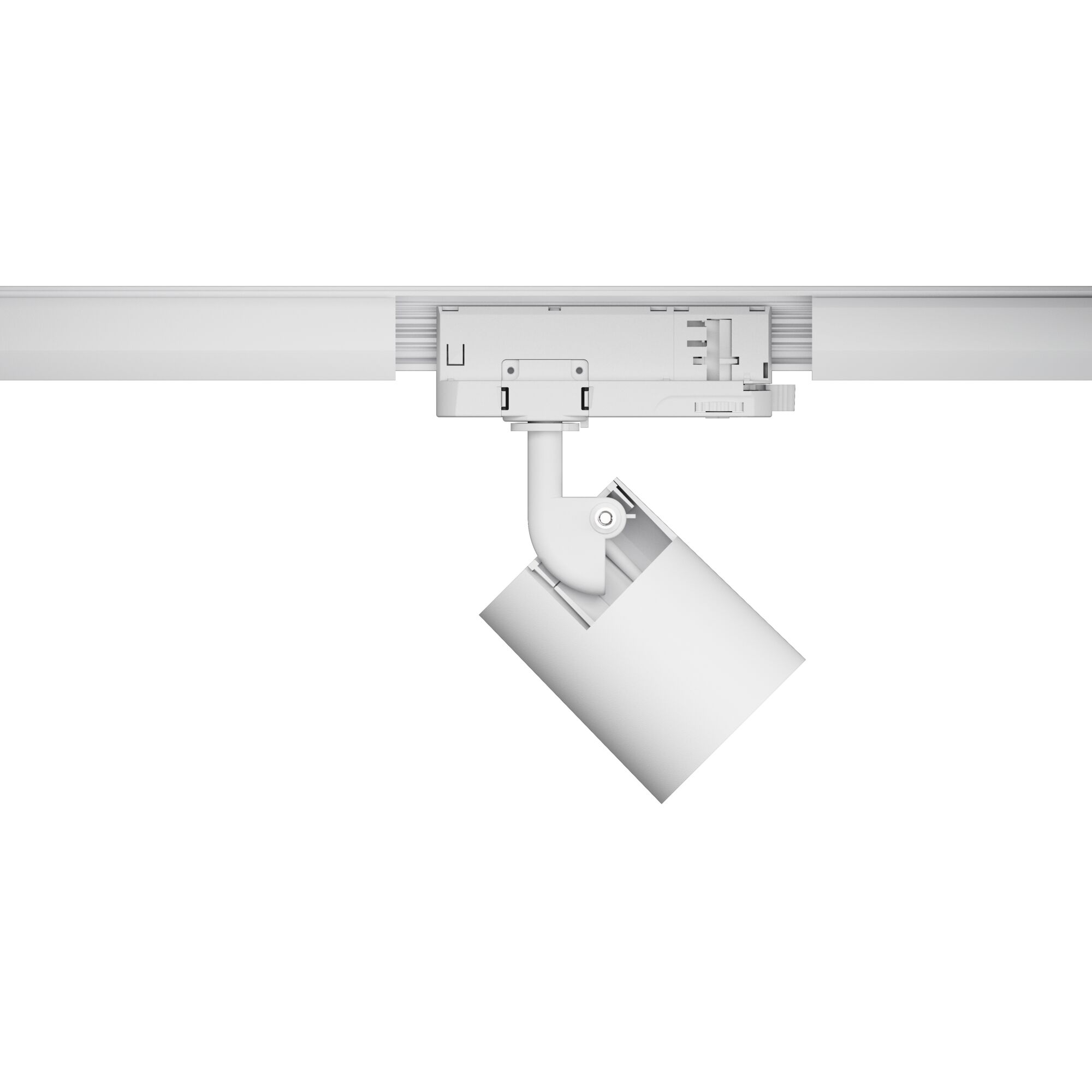 Weißer LED-Strahler aus Kunststoff mit Schienensystem für flexible Beleuchtungslösungen