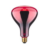 Red glass light bulb with E27 base, decorative lamp for ambient lighting and home decor