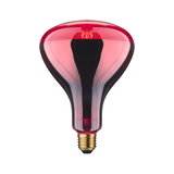 Red glass light bulb with E27 base, decorative lamp for ambient lighting and home decor