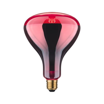 Red glass light bulb with E27 base, decorative lamp for ambient lighting and home decor