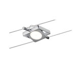Moderner quadratischer LED-Seilstrahler in Aluminiumfarben mit warmweißem Licht für flexible Beleuchtung
