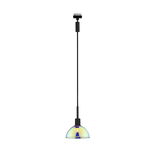 Pendant light with iridescent glass and black cable for modern indoor lighting