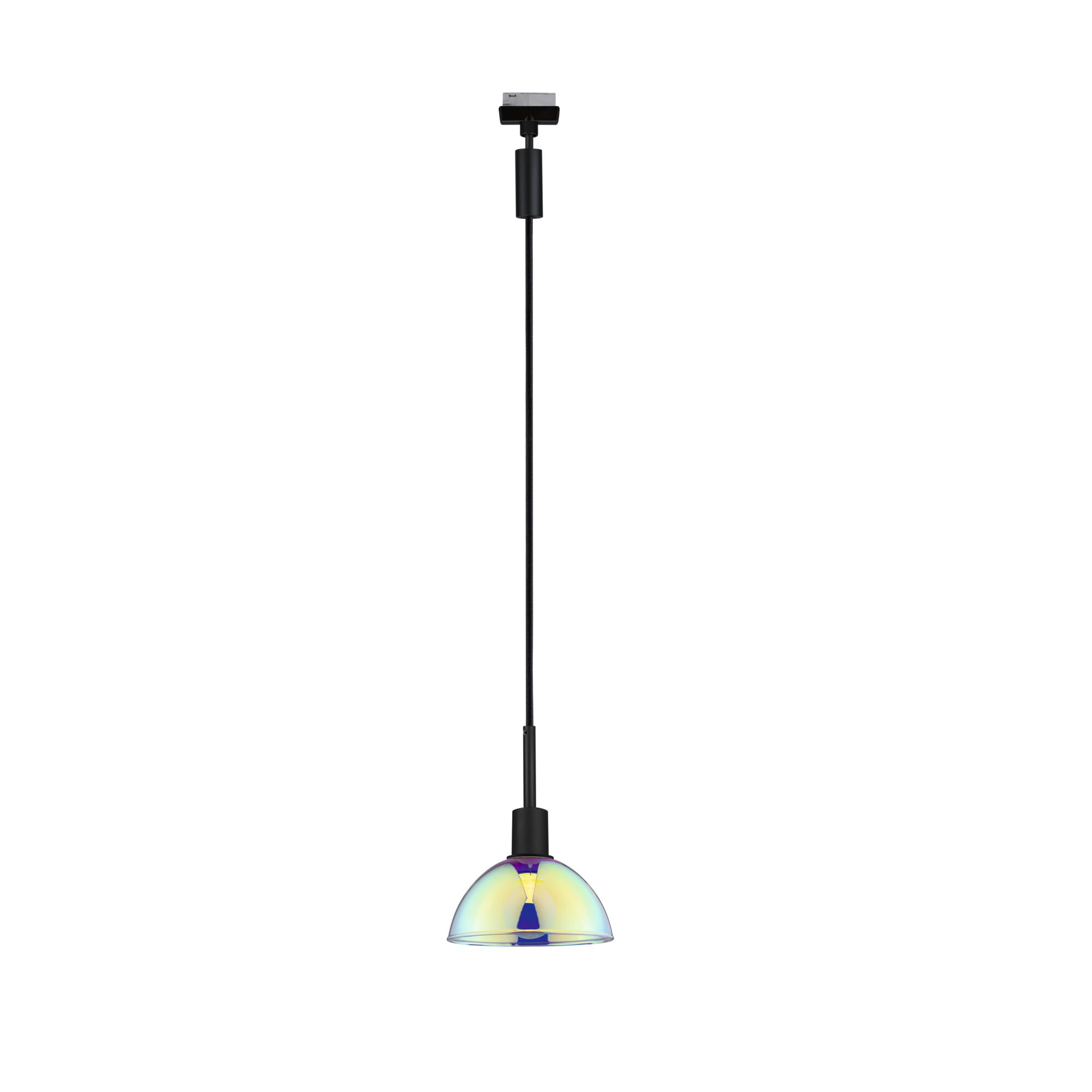 Pendelleuchte mit irisierendem Glas und schwarzem Kabel für moderne Innenbeleuchtung