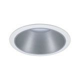 Rundes Einbauleuchtengehäuse aus silbernem Metall mit weißem Rand für LED-Spots