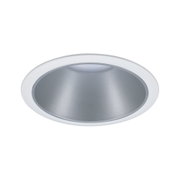Rundes Einbauleuchtengehäuse aus silbernem Metall mit weißem Rand für LED-Spots