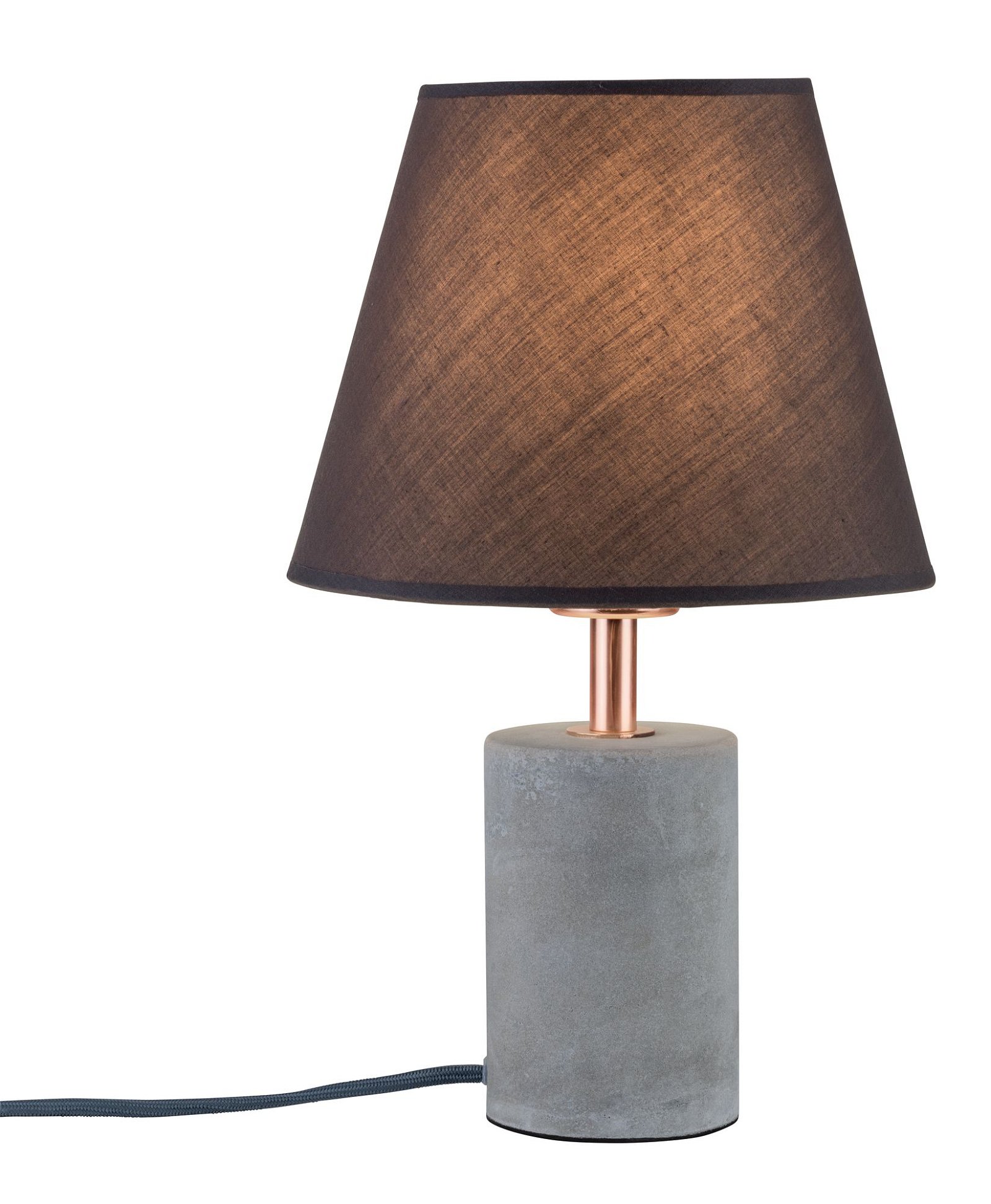 Neordic Lampe à poser Tem E27 max. 20W Gris/Cuivre Tissus/Béton/Métal