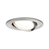 Runder Einbaustrahler aus gebürstetem Edelstahl mit schwenkbarem Spot für flexible LED-Beleuchtung