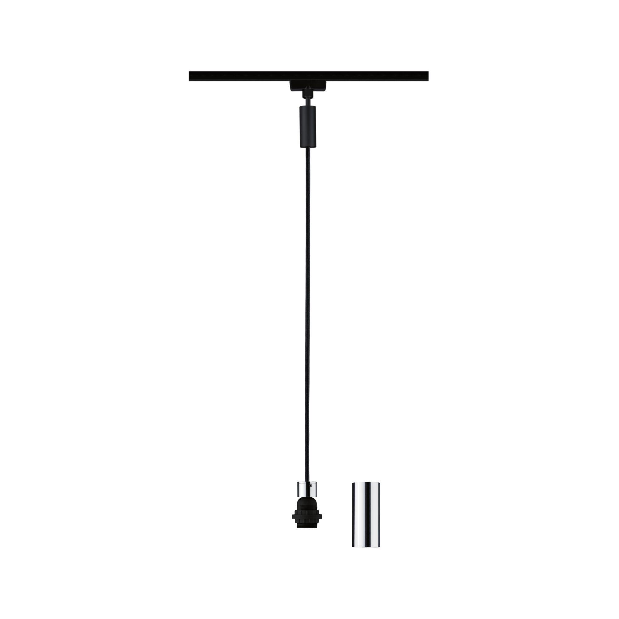 Black cable with chrome lamp holder for modern LED pendant light, minimalist design lighting accessory