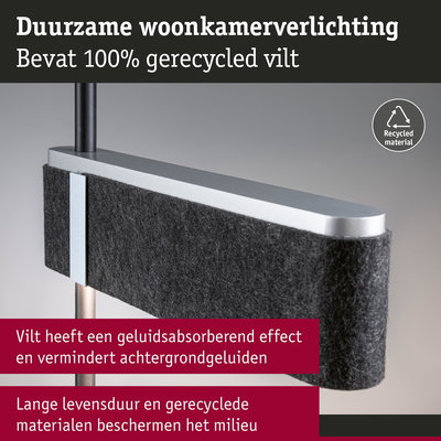 Duurzame woonkamerverlichting met 100% gerecycled zwart vilt voor milieuvriendelijke LED-lampen en geluidsabsorptie