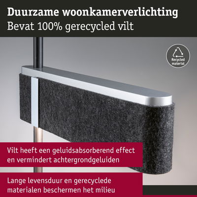 Duurzame woonkamerverlichting met 100% gerecycled zwart vilt voor milieuvriendelijke LED-lampen en geluidsabsorptie