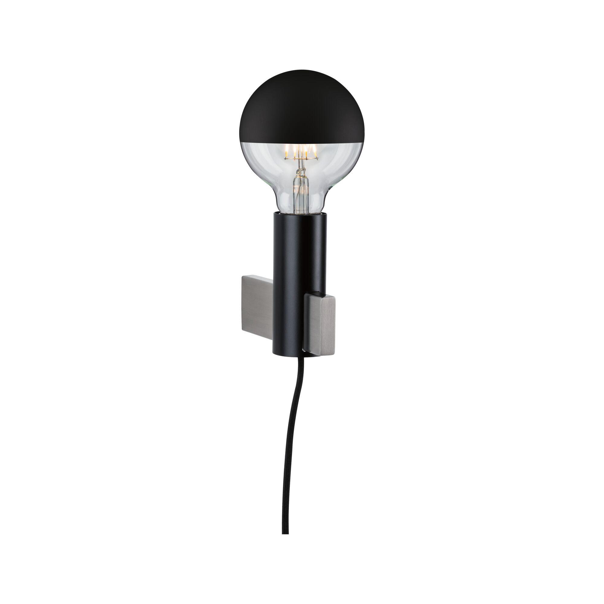 Modern wall light with black metal and semi-transparent glass head for stylish indoor lighting
