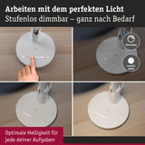 Weiße dimmbare LED-Schreibtischlampe mit Touch-Steuerung für optimale Helligkeit beim Arbeiten