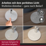 Weiße dimmbare LED-Schreibtischlampe mit Touch-Steuerung für optimale Helligkeit am Arbeitsplatz