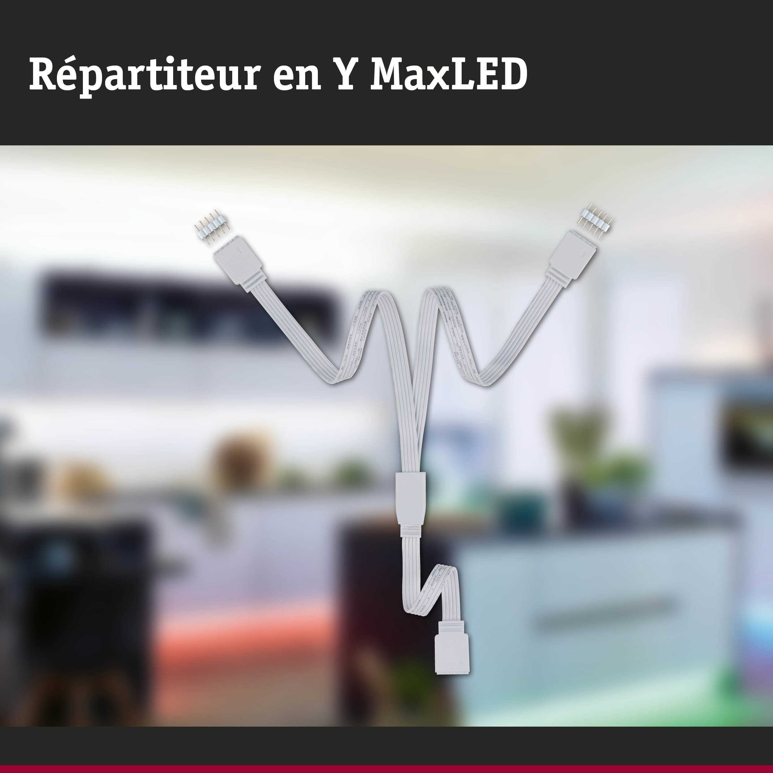Répartiteur en Y blanc en plastique pour éclairage MaxLED avec trois câbles de connexion