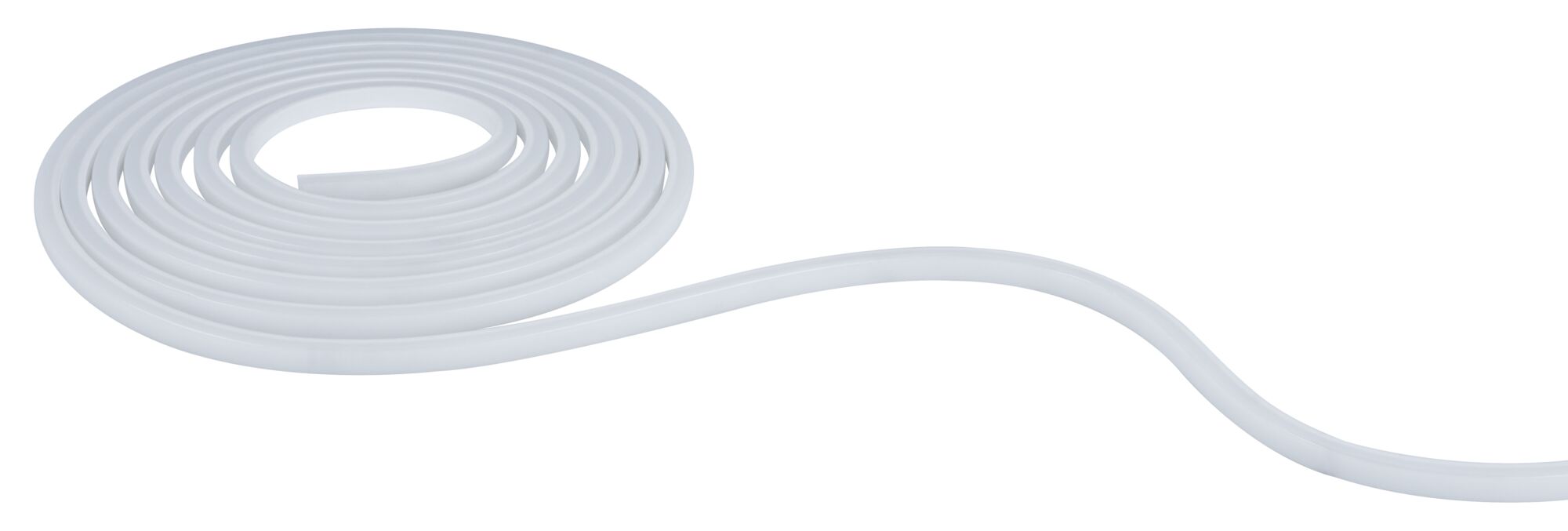 Hvid fleksibel LED-lysbånd af plastik, ideel til moderne belysningsløsninger.
