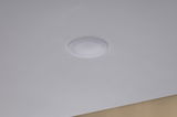 Round white LED ceiling light made of plastic, minimalist design for modern interiors.