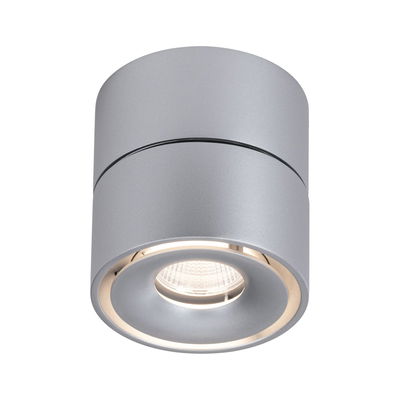 Plafonnier rond en aluminium argent mat avec LED pour éclairage intérieur moderne