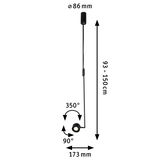 Suspension LED noire en métal avec tête réglable et dimensions pour un éclairage polyvalent