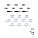 Dix spots encastrés blancs en plastique avec dix connecteurs noirs pour lampes LED GU10