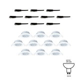 Ten white plastic recessed spotlights with ten black connectors for GU10 LED lamps