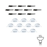 Dix spots encastrés blancs en plastique avec dix connecteurs noirs pour lampes LED GU10