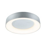 Plafonnier rond en métal argenté avec LED blanc chaud pour éclairage intérieur moderne