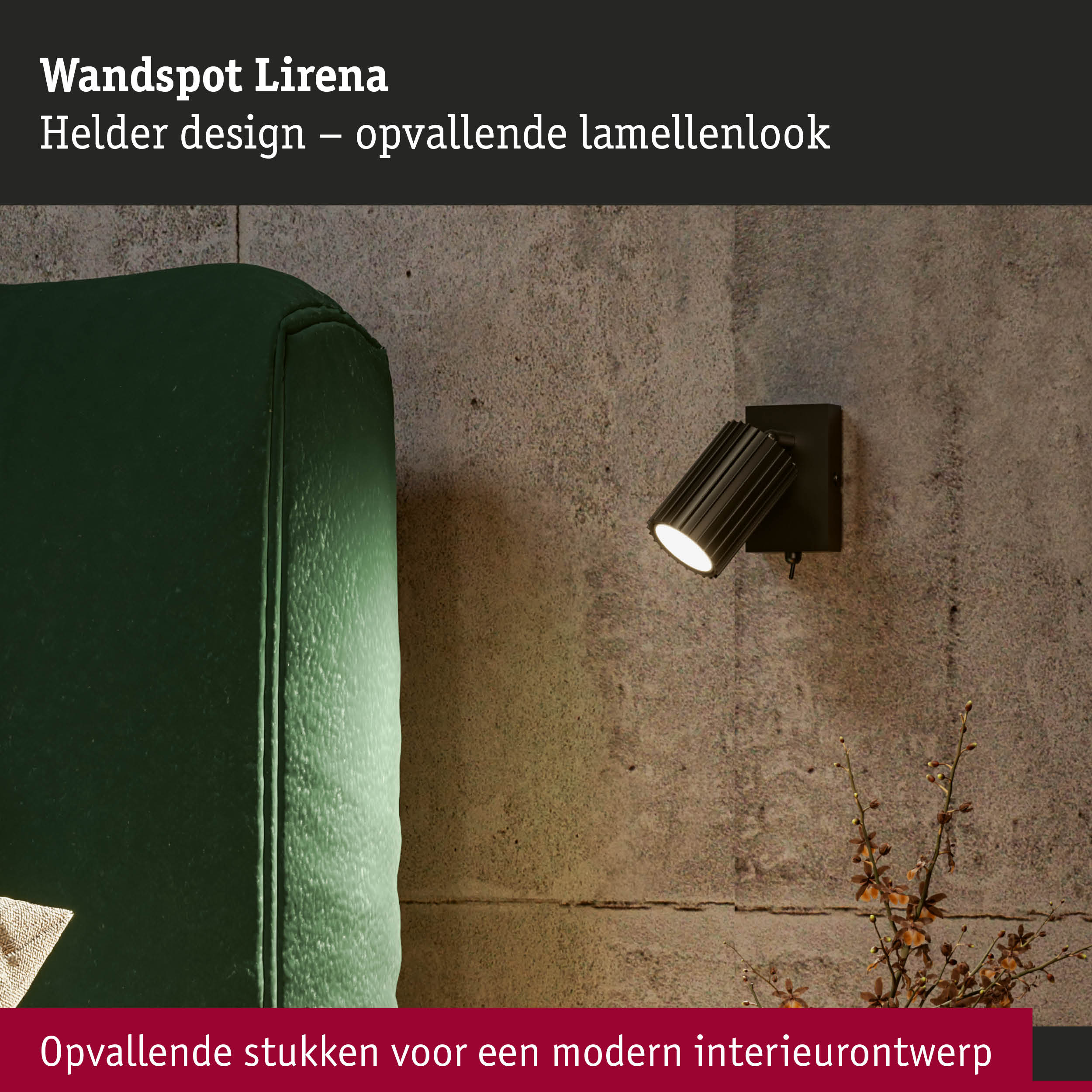 Zwarte wandspot Lirena met opvallende lamellenlook voor modern interieur en sfeerverlichting