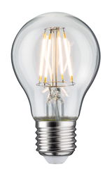 Classic LED light bulb with clear glass and silver base for energy-efficient lighting solutions
