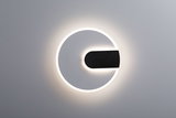 Round white and black LED wall light with indirect lighting for modern home decor