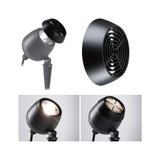 Zwarte LED-buitenlamp met afneembare metalen beschermkap voor tuinverlichting en buitengebruik.