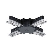 Schwarzer und silberner Metallverbinder mit Schrauben für modulare LED-Schienenbeleuchtung