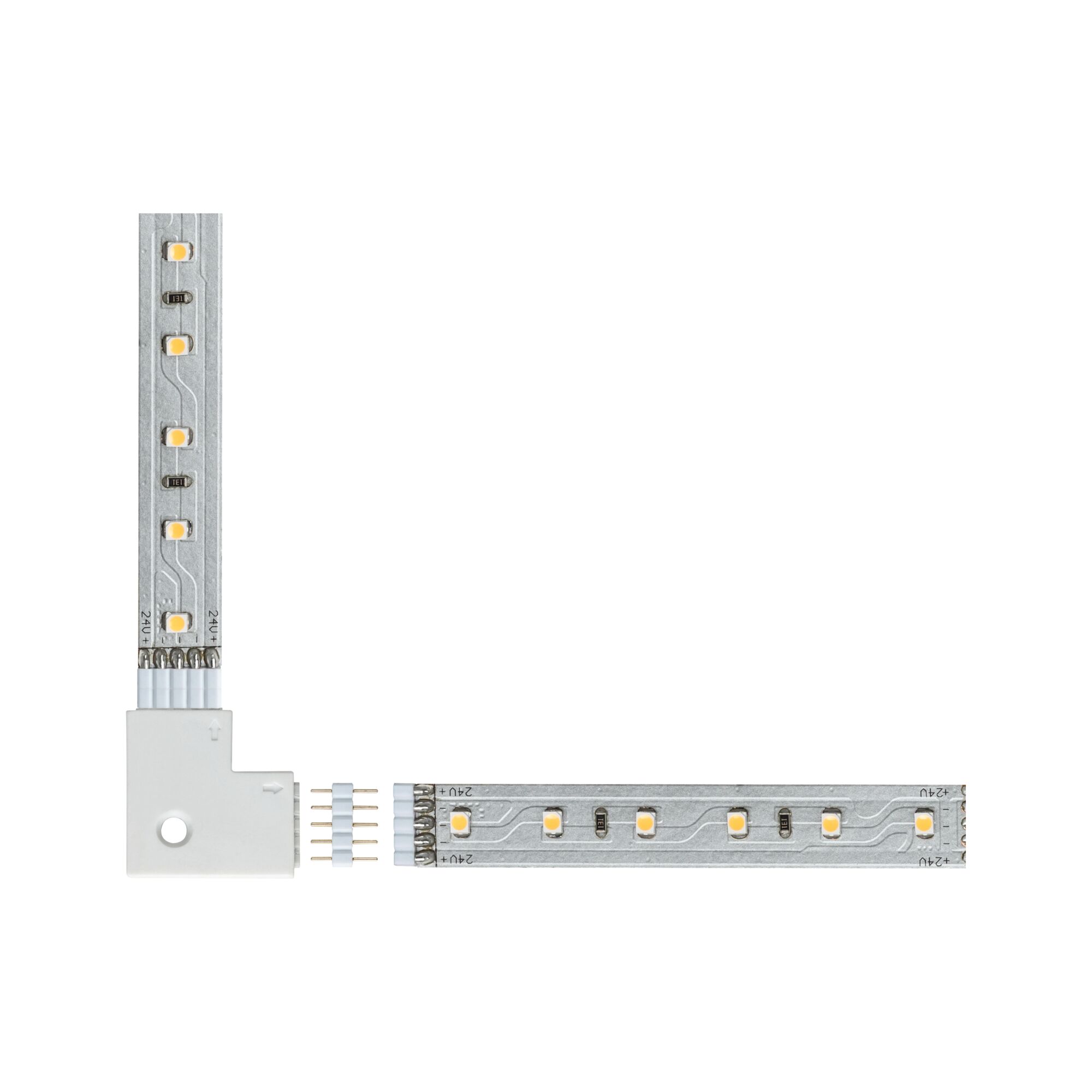 Bande LED avec connecteur en L en plastique blanc pour solutions d'éclairage intérieur flexibles