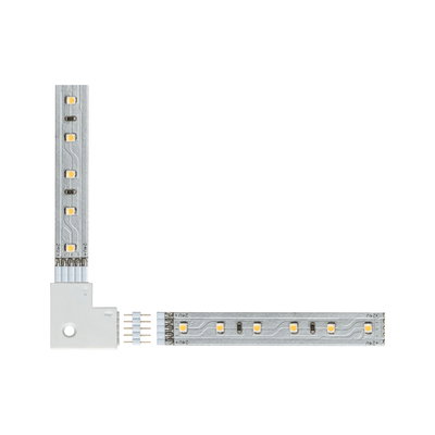 LED strip with white plastic L-connector for flexible indoor lighting solutions