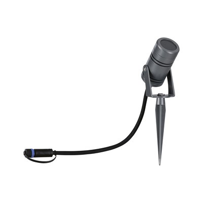 Grauer Aluminium-Gartenstrahler mit Erdspieß und Kabel für Außenbeleuchtung und LED-Lichtakzente
