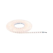 Flexible LED strip light with warm white glow and transparent casing for versatile lighting solutions.