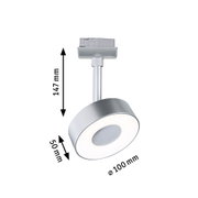 Runder LED-Strahler in Silber mit 100 mm Durchmesser und 147 mm Höhe für moderne Innenbeleuchtung