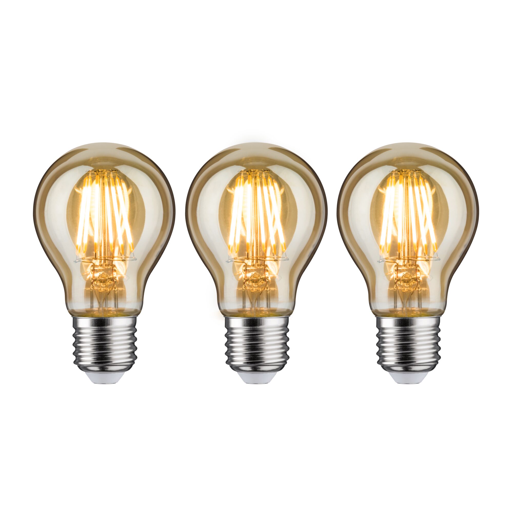 Vintage Edition 230 V Standard LED Pear E27 3x680lm 3x6,5W 2500K Gold Three amber glass LED bulbs with warm white light and E27 base for decorative lighting use
