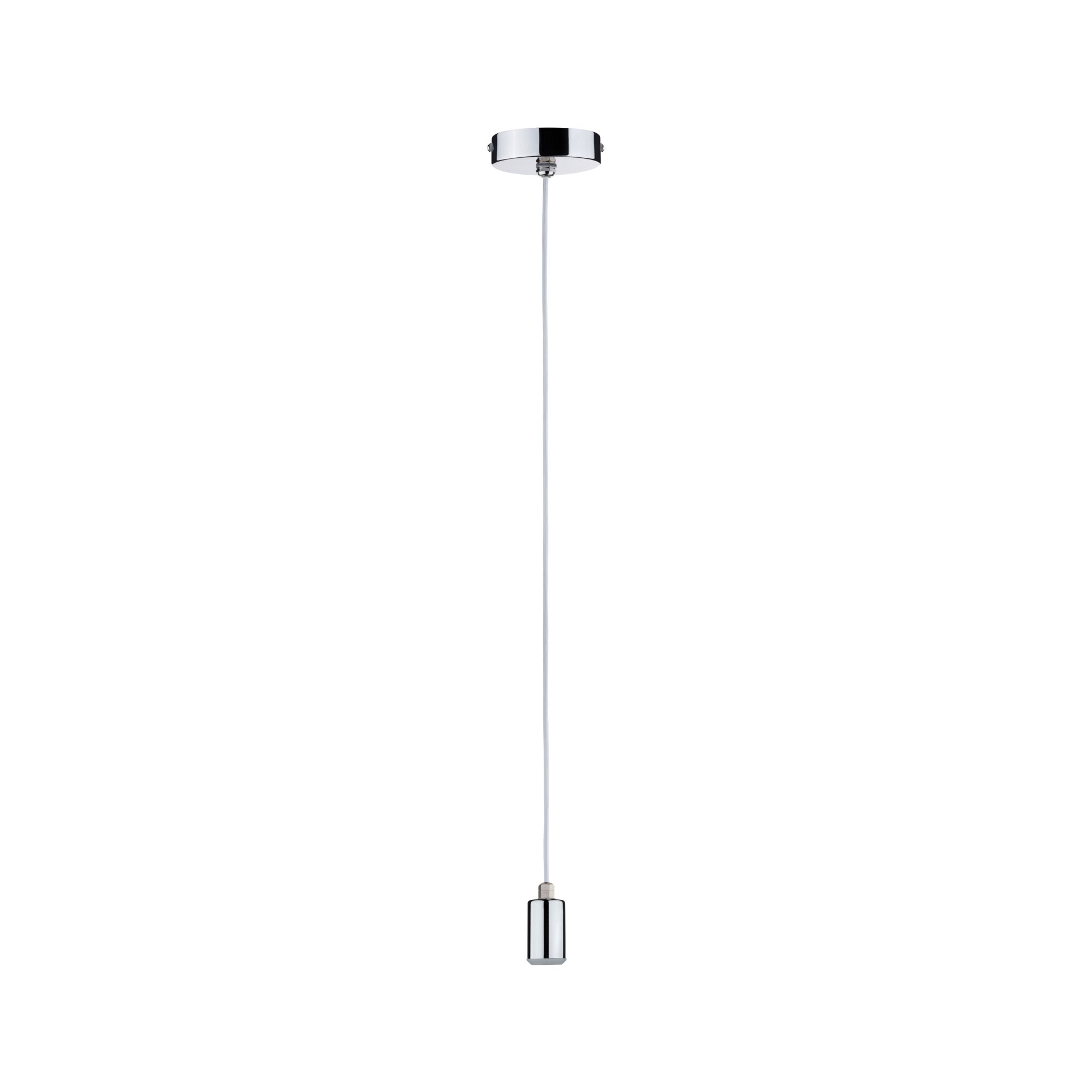 Moderne chromen pendelhouder met witte kabel voor LED-verlichting, minimalistisch ontwerp