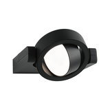 Schwarze LED-Wandlampe aus Metall mit rundem, schwenkbarem Leuchtkopf für moderne Innenbeleuchtung
