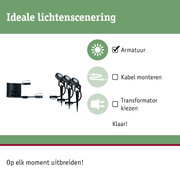 Zwart LED-tuinschijnwerper set met kabel en connector voor flexibele buitenverlichting