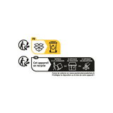 Instructions de recyclage avec icônes pour la reprise et l’élimination des appareils en France